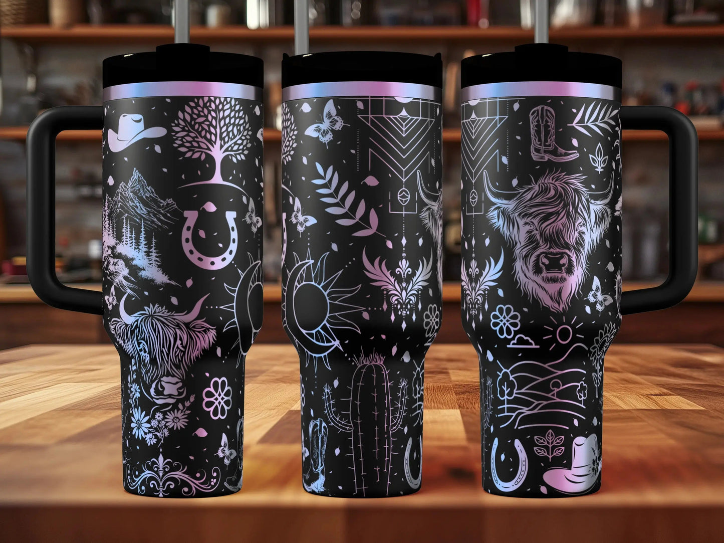 Highland Cow Western Engraved Tumbler | Genuine Stanley