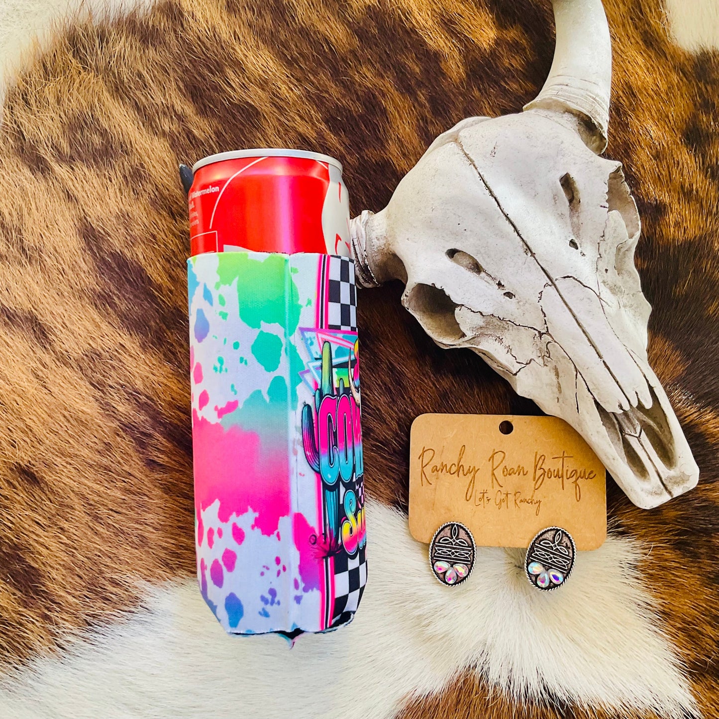 Hot Cowgirl Summer Slim Can Cooler Western Koozie