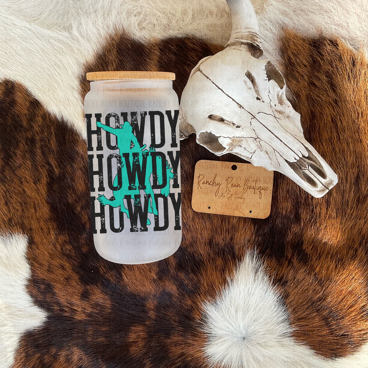 Howdy Bucking Bronc Western Glass Tumbler