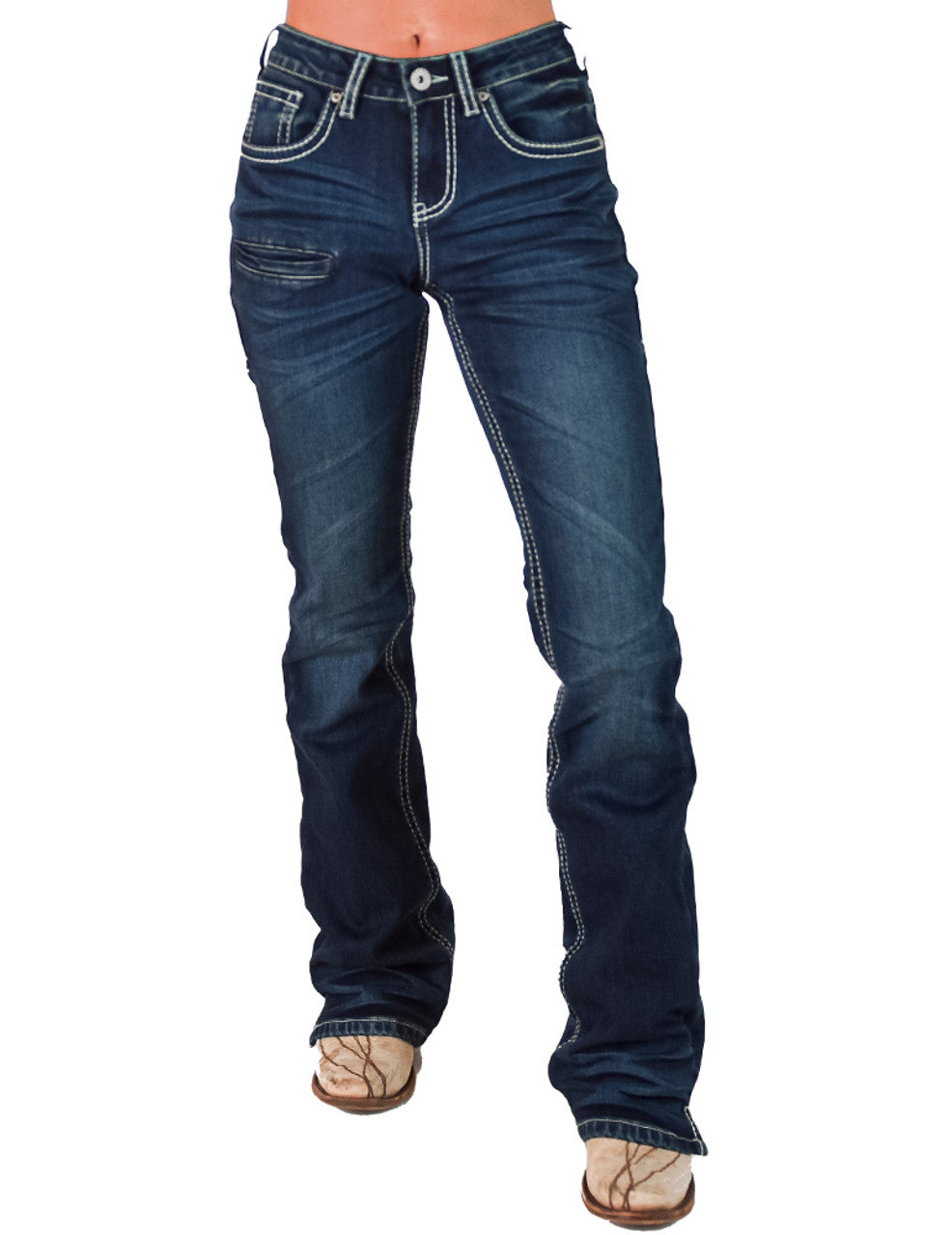Flannel white Boot stitch. Cowgirl Tuff Jeans