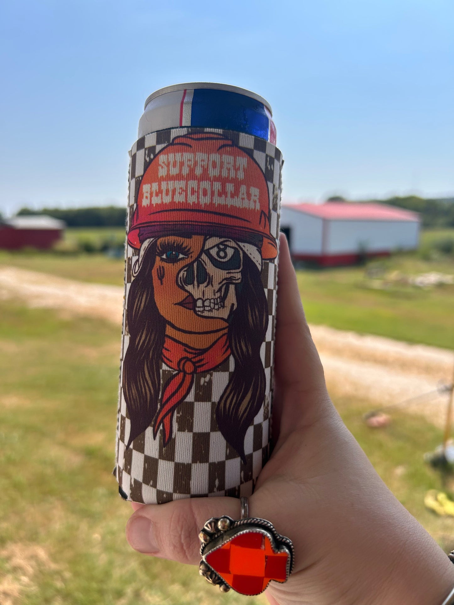 Support blue collar Koozie