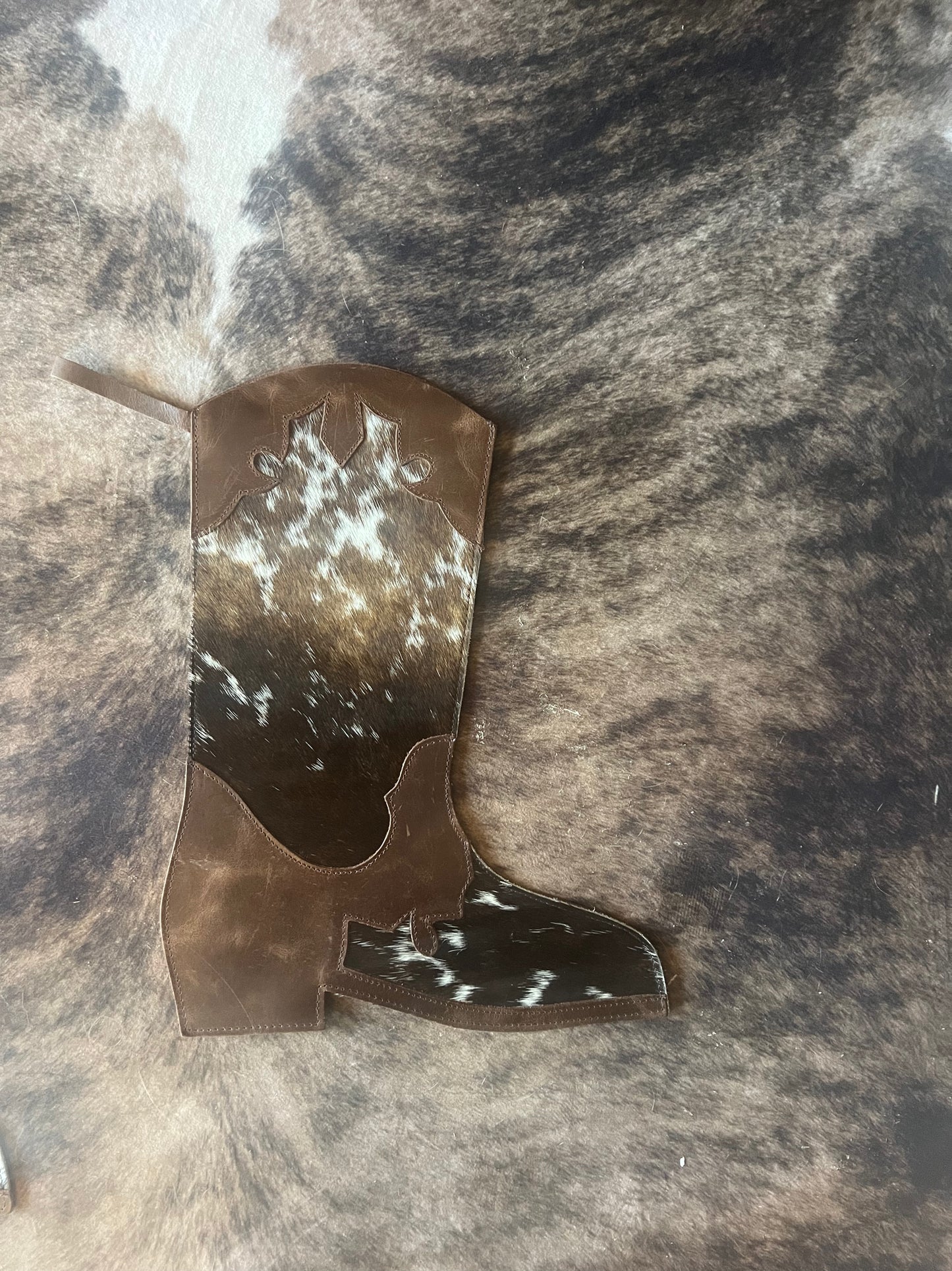 Cowhide Stocking *Brown Cowhid and Leather Boot*