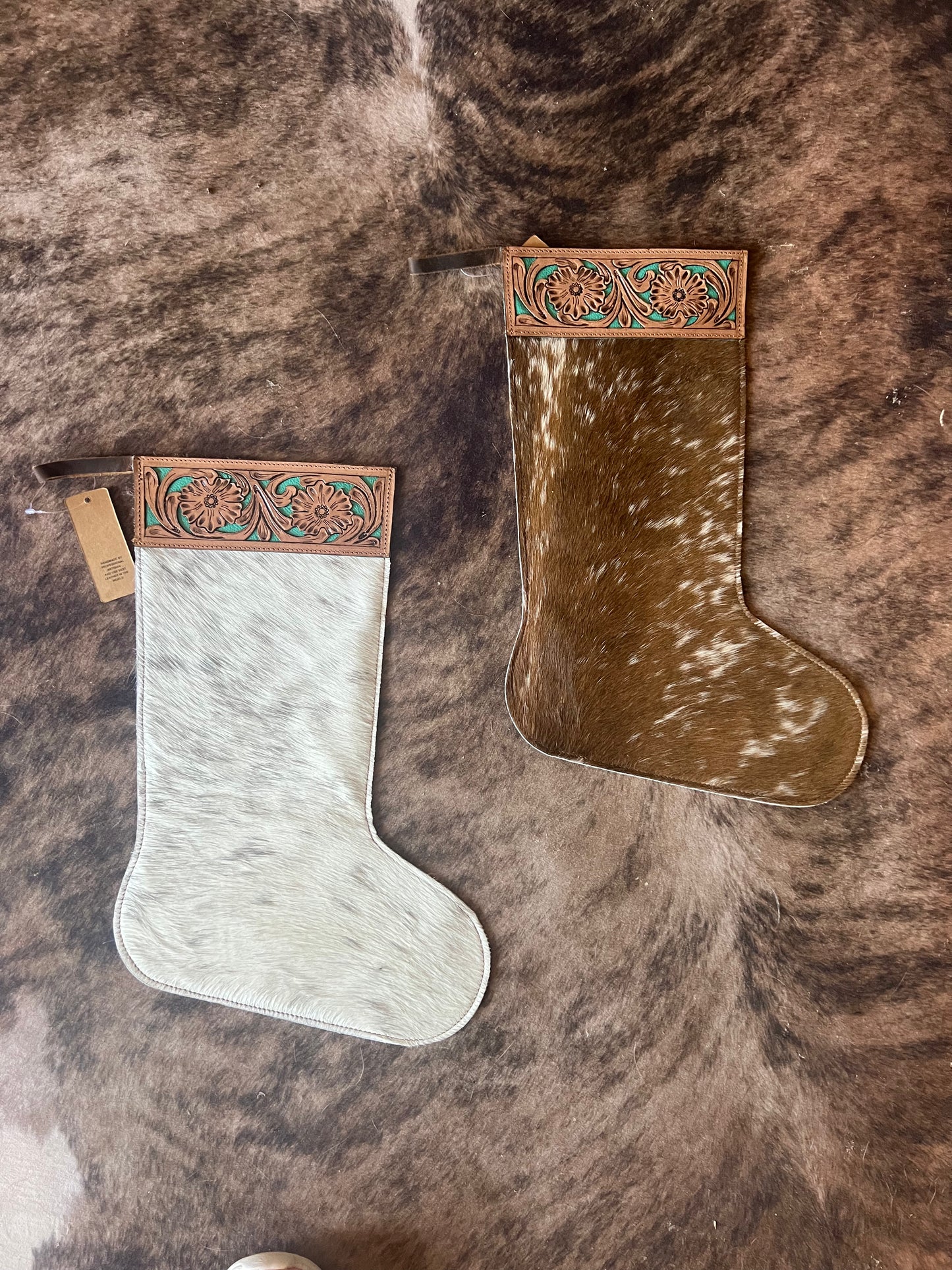 Cowhide Stocking * Tooled Top with Cowhide*