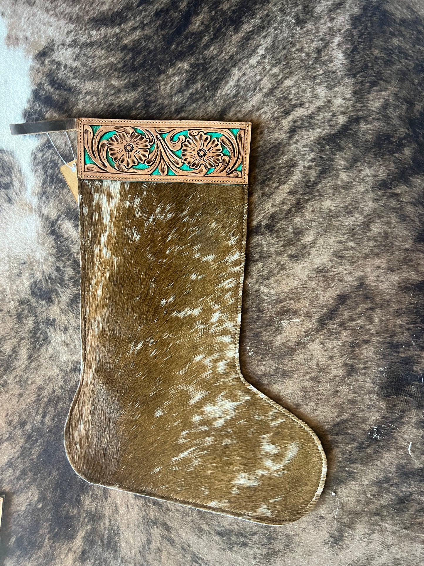 Cowhide Stocking * Tooled Top with Cowhide*
