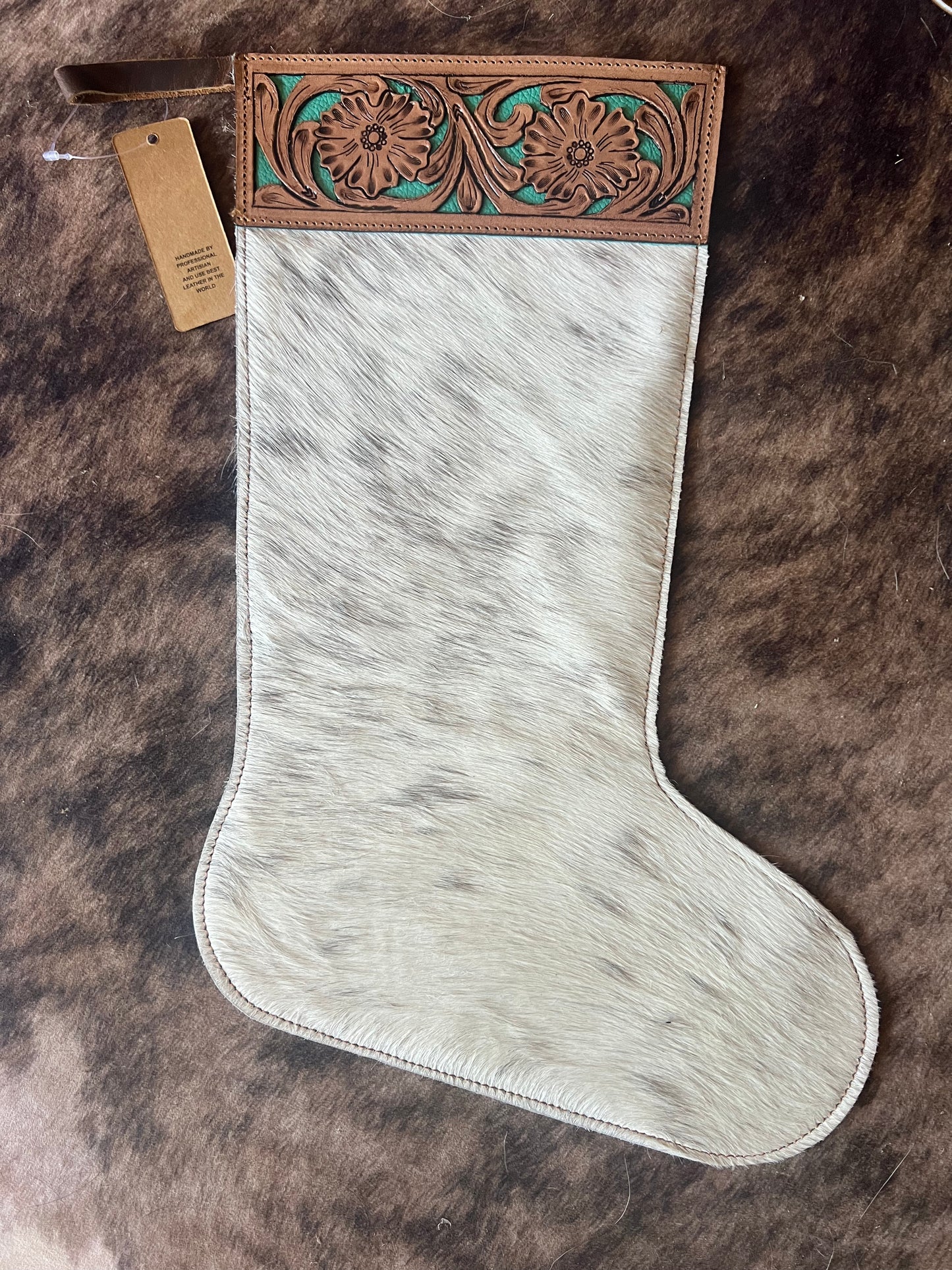 Cowhide Stocking * Tooled Top with Cowhide*