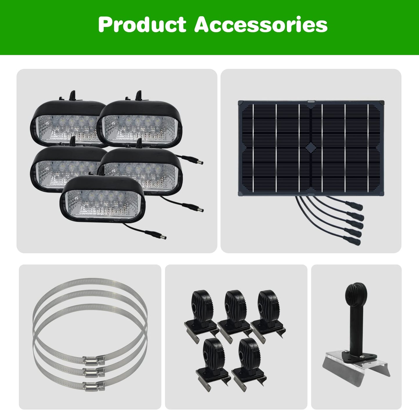 400W Solar Flag Pole Light for 15-40ft flagpole 5 Spotlights,Adjustable Clamps Fits 3-6''Diameter Inground Poles from Dusk to Dawn