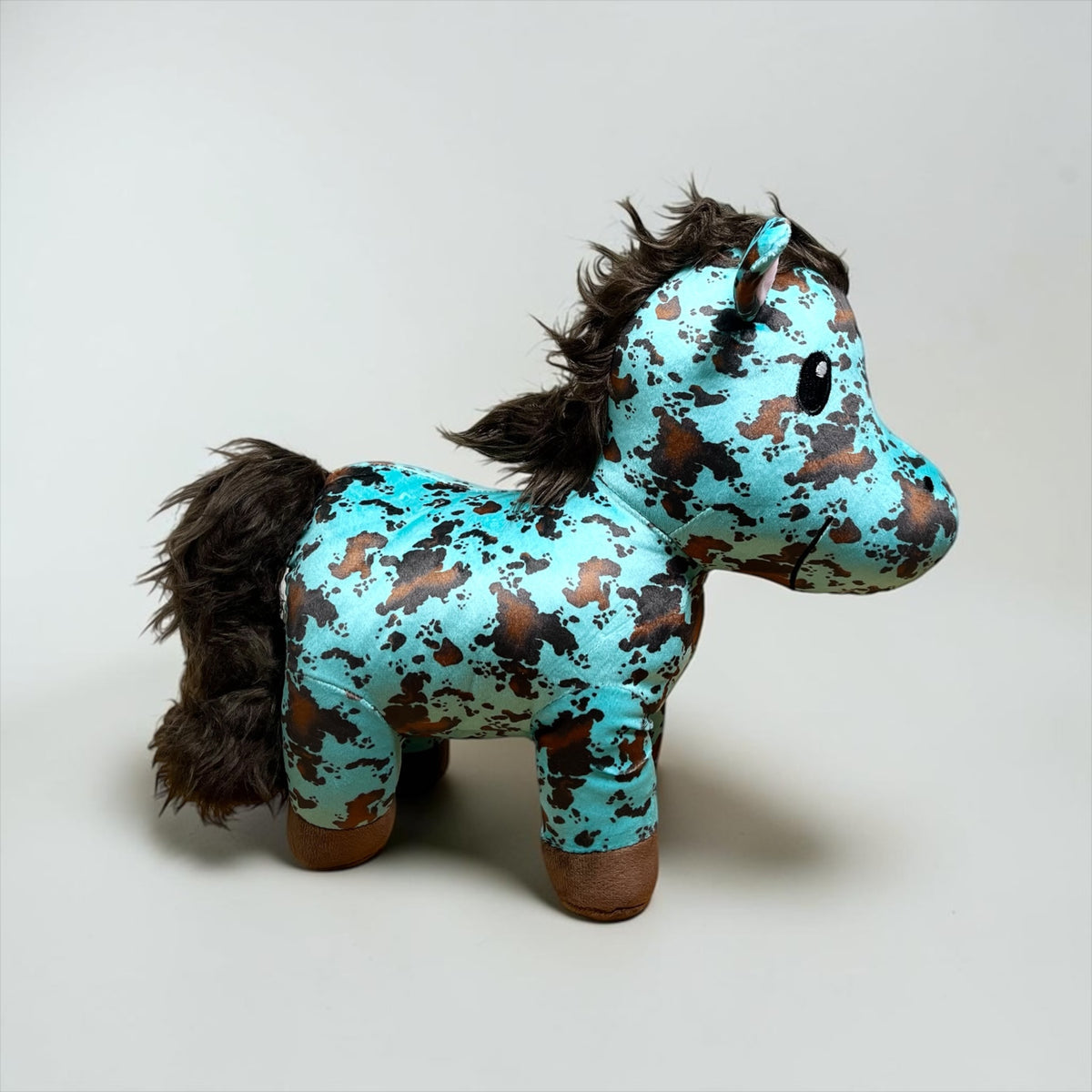 TURQUOISE COWPRINT HORSE - MEDIUM FARM PAL