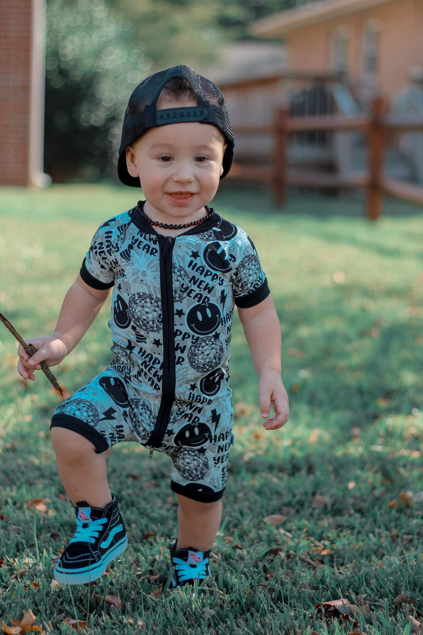 Happy New Year Bamboo Shortie Romper
