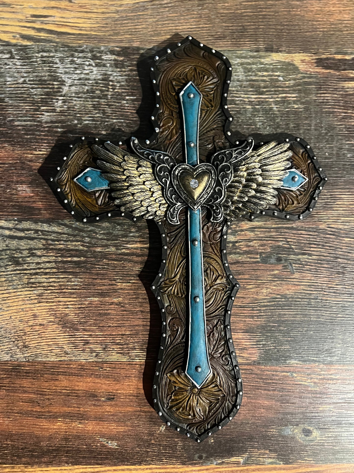 Turquoise Angel Winged Cross