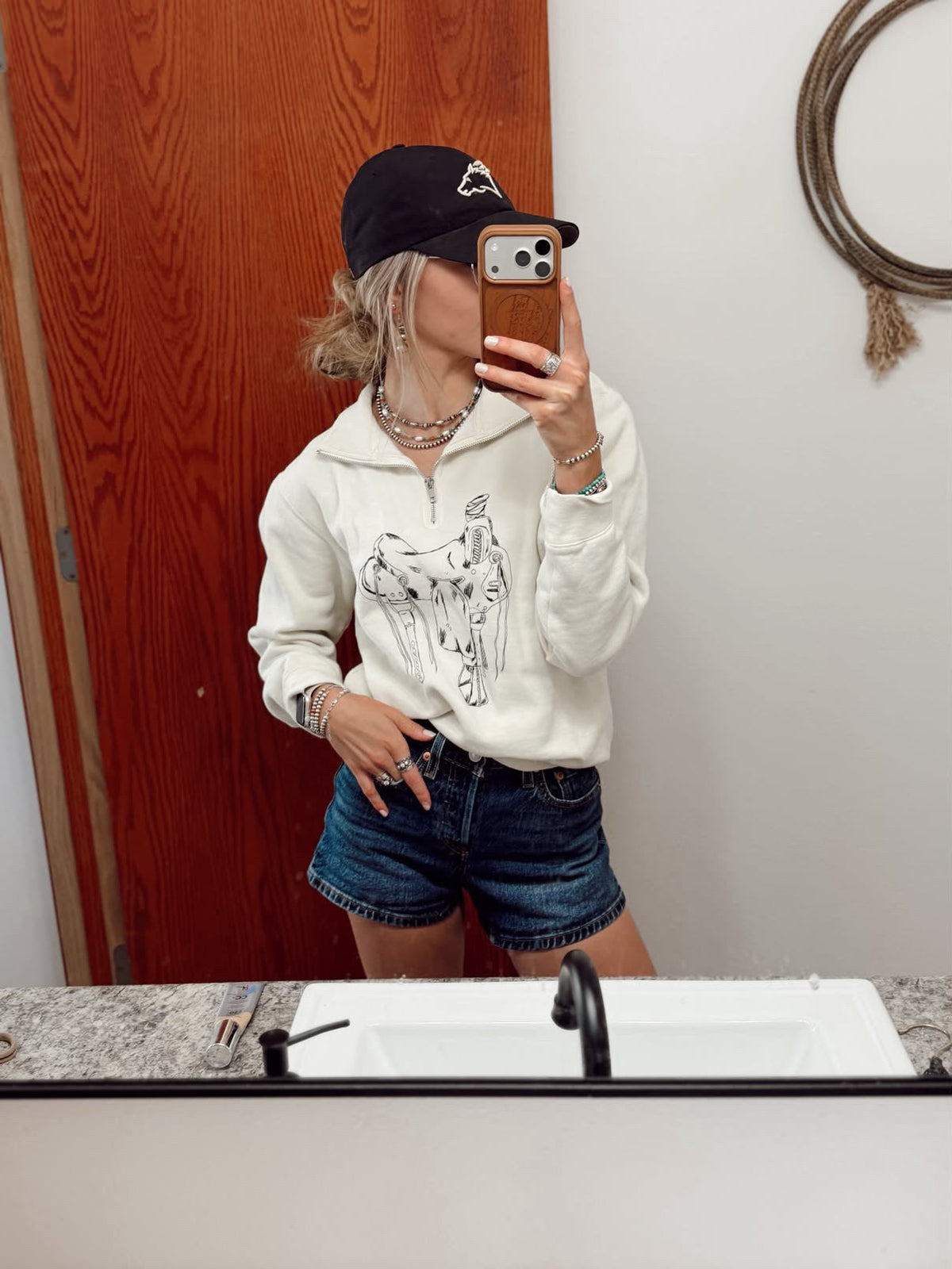 Saddle Sketch Quarter Zip (Ash)