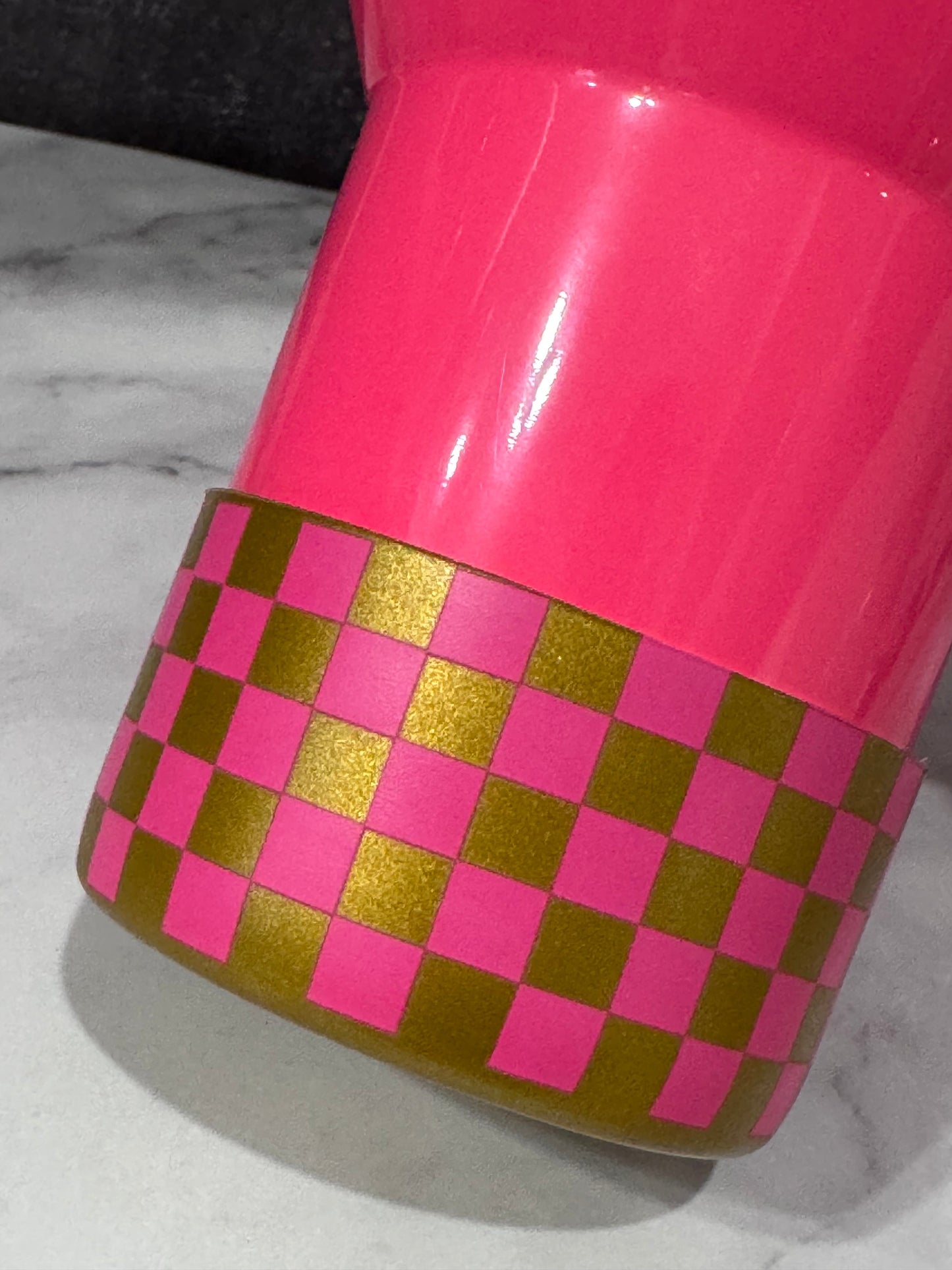 Gold Pink Parade CHECKERS Tumbler Boot -fits 20-40oz