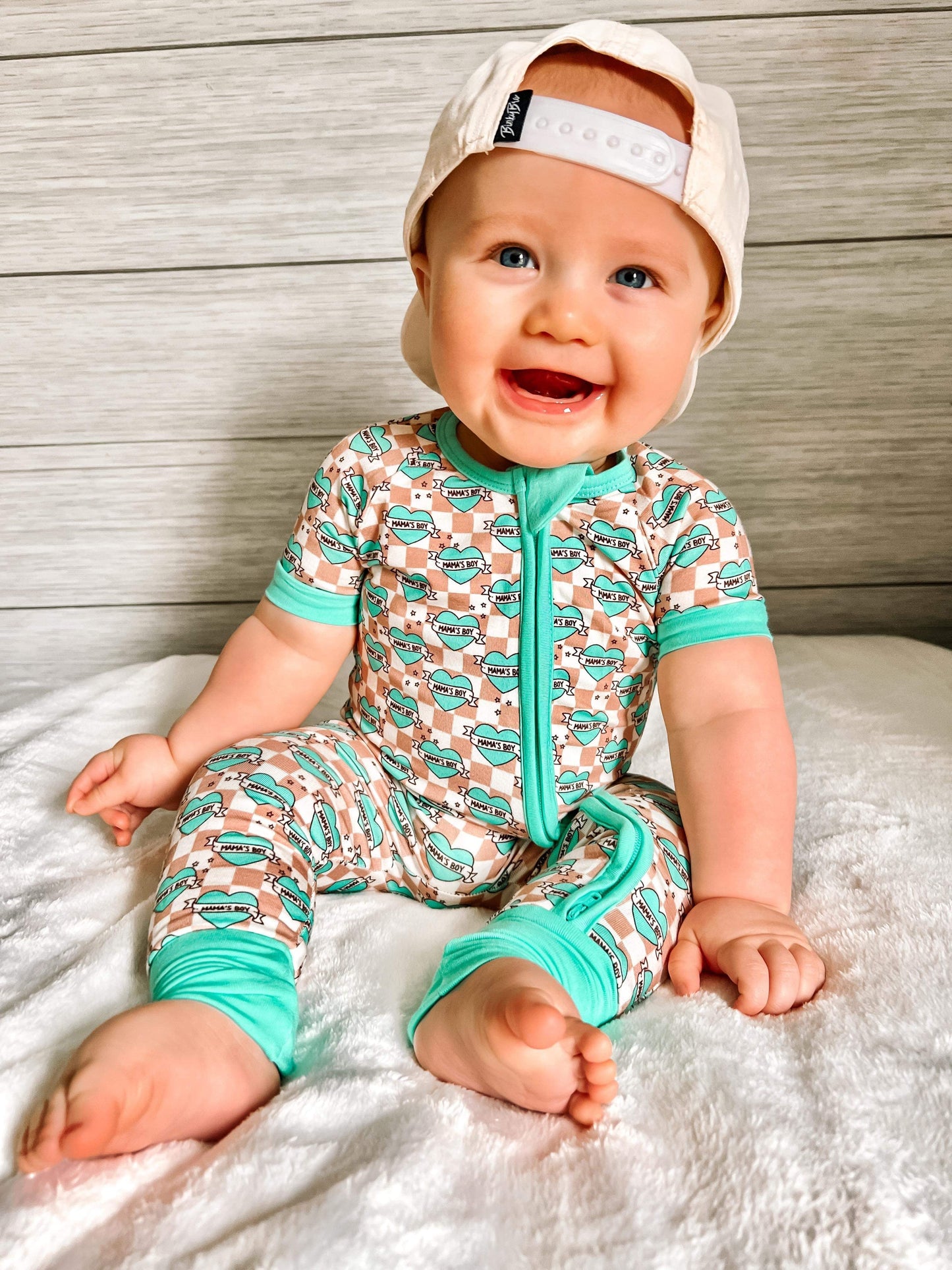 Checkered Mama's Boy Short Sleeve Bamboo Sleeper (FINAL SALE)