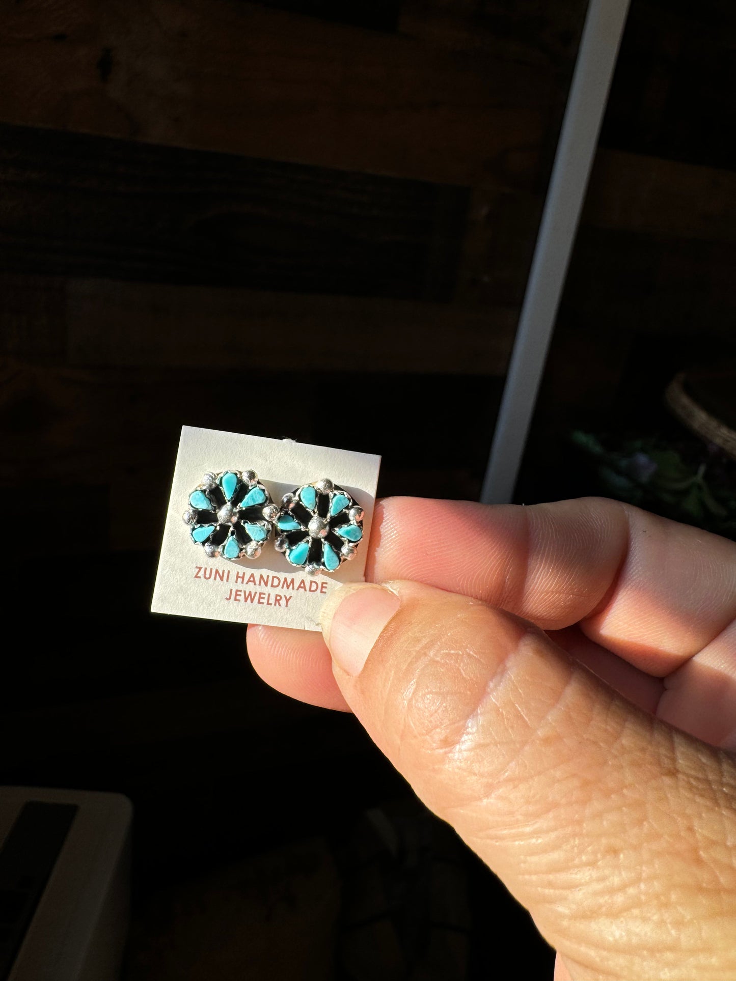 Small Cluster Earrings – Blue Kingman Turquoise & Sterling Silver