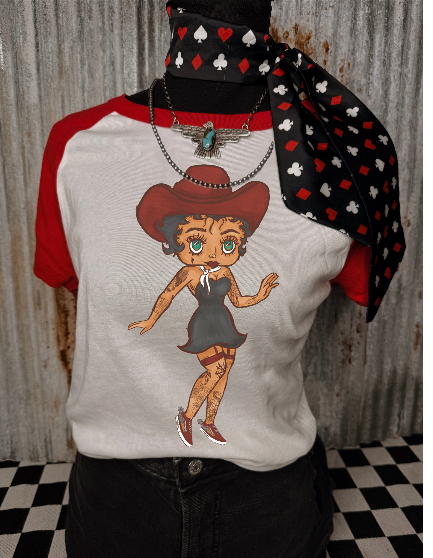 Western Betty raglan baby tee