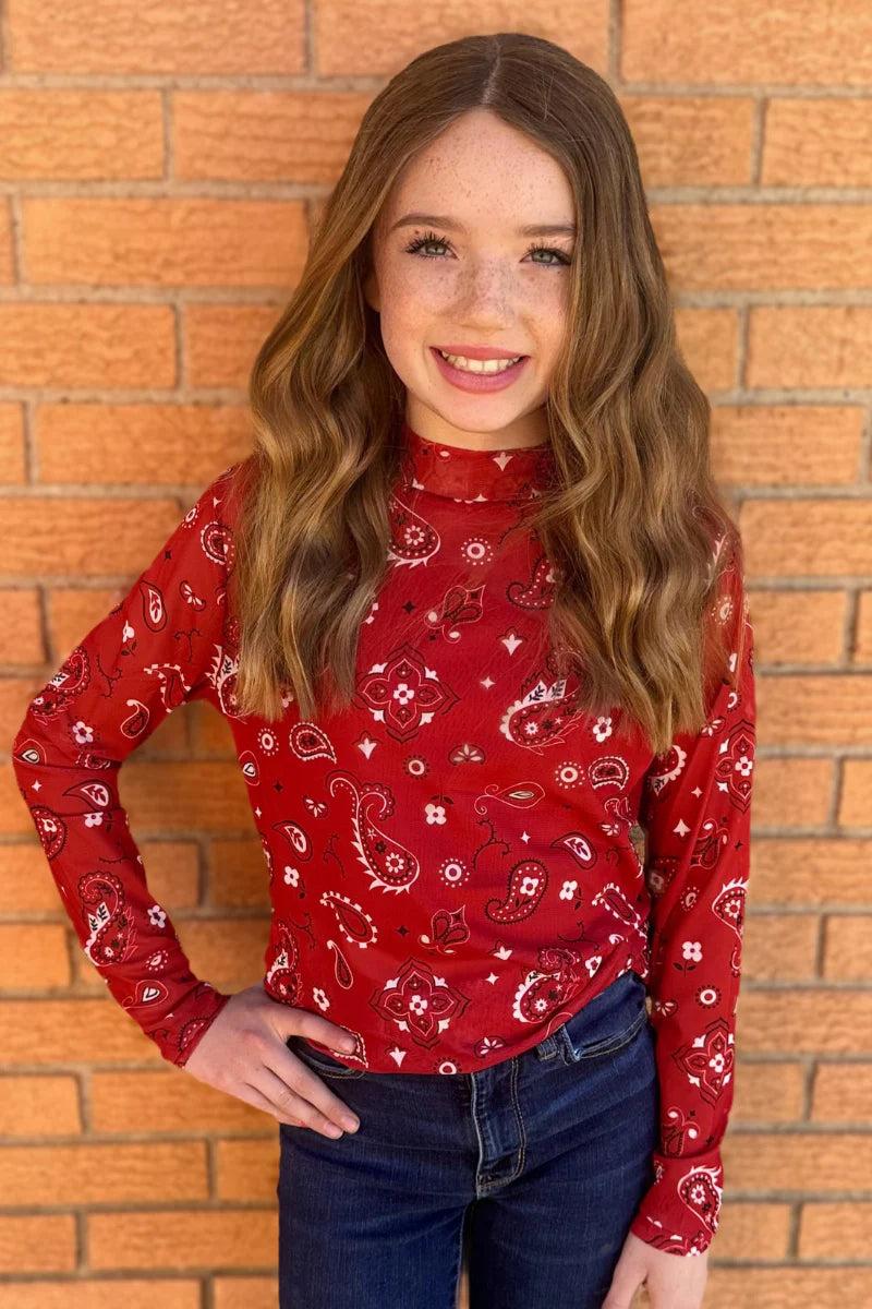 Bandana Babe mesh Top Mini - Red
