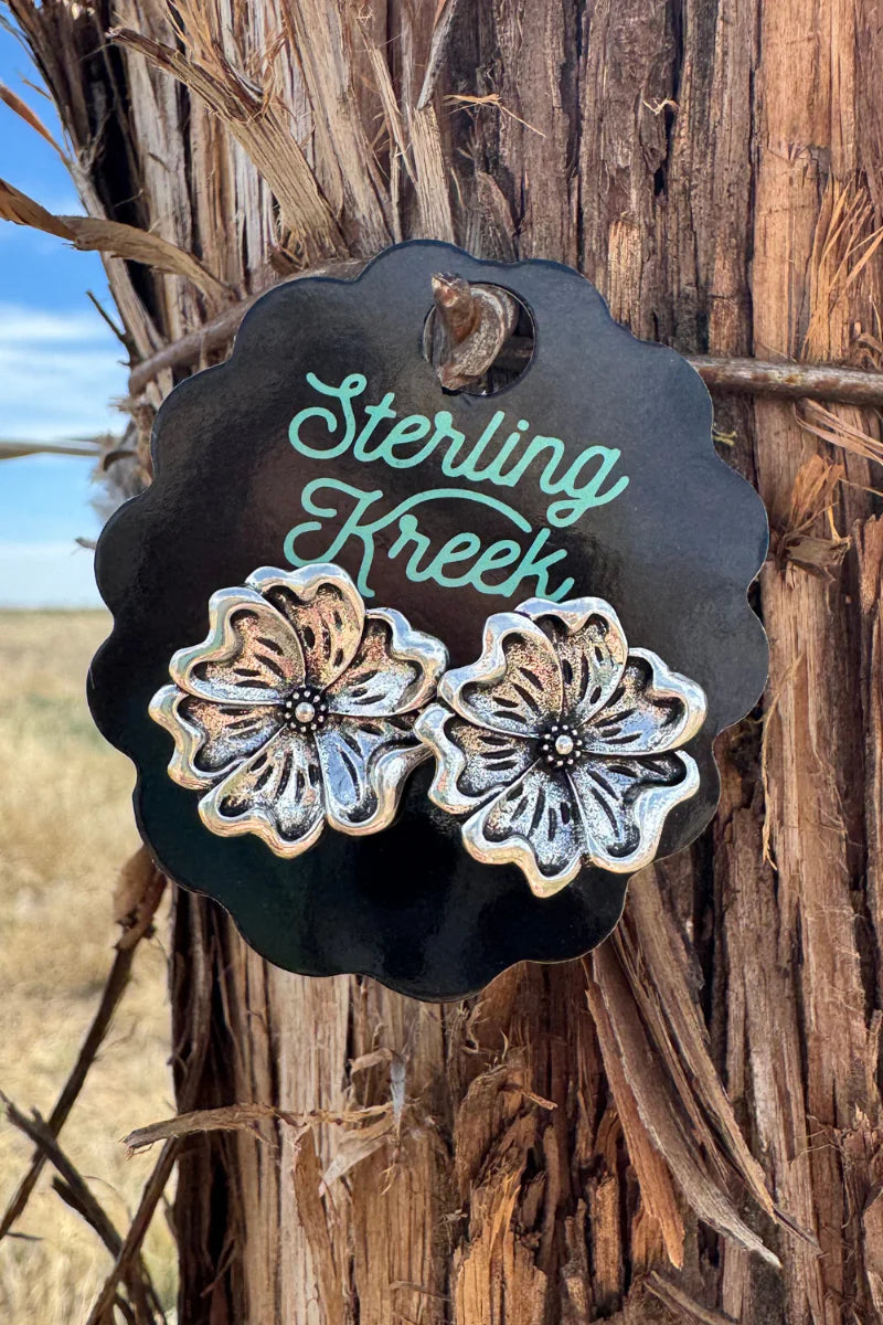 Tooled Flowered Earring ( Studs)