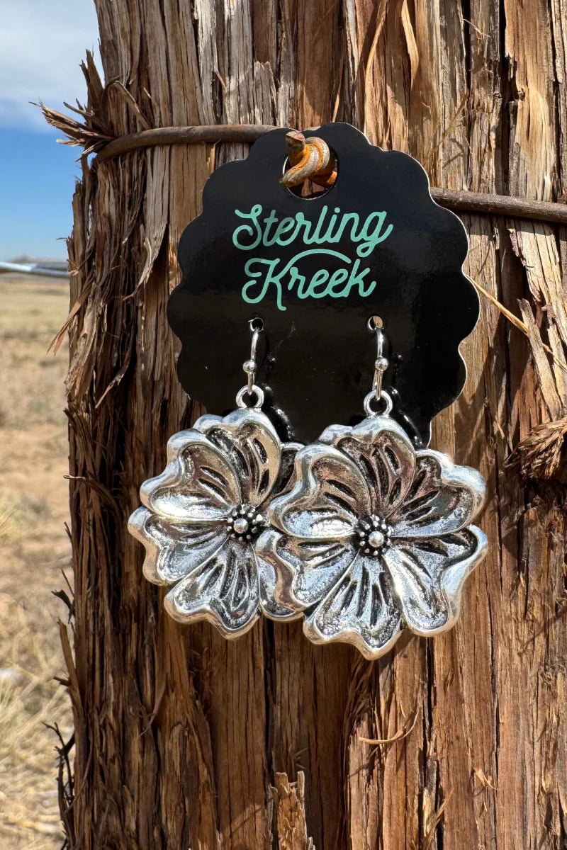 Tooled Flowered Earring ( Dangle)