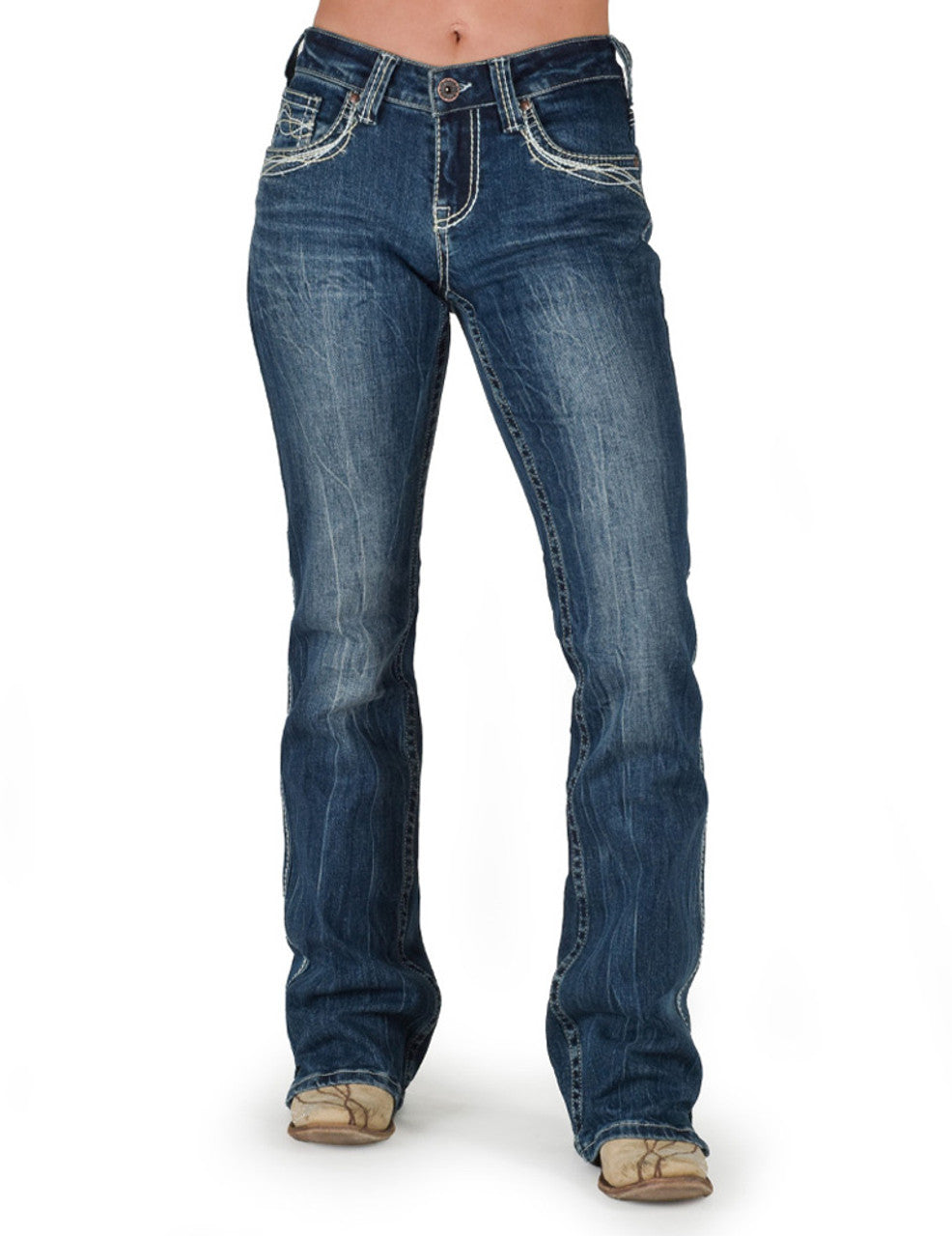 Barbed Wire Tan Reboot Cowgirl Tuff Jean size 35 Long (35-36)