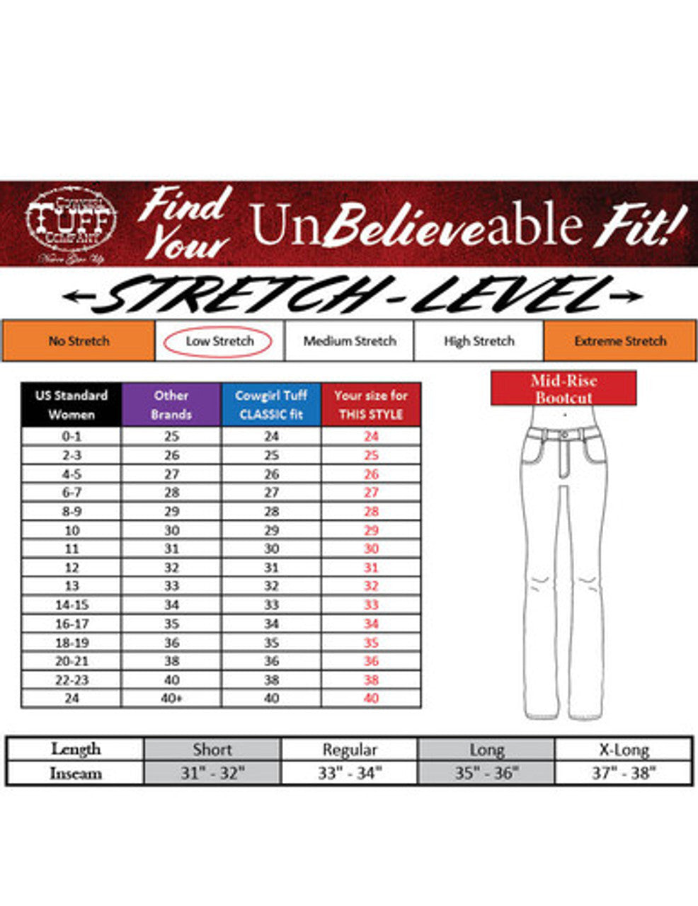 Barbed Wire Tan Reboot Cowgirl Tuff Jean size 35 Long (35-36)