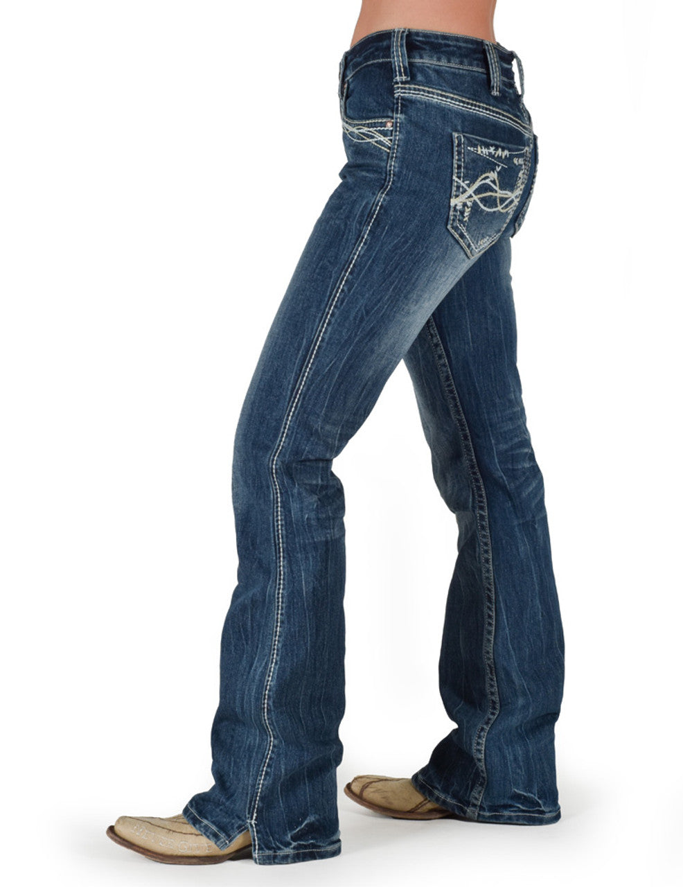 Barbed Wire Tan Reboot Cowgirl Tuff Jean size 35 Long (35-36)