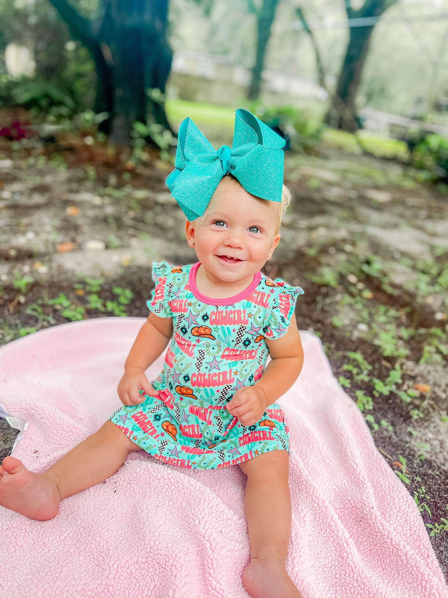 Neon Cowgirl Bamboo Skirted Romper
