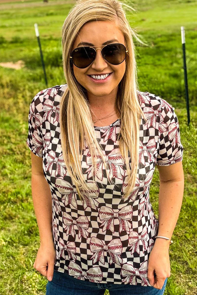 Dirt and Diamonds Short Sleeve Mesh Top