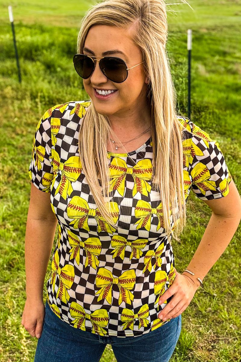 Throw Like A Girl Short Sleeve Mesh Top