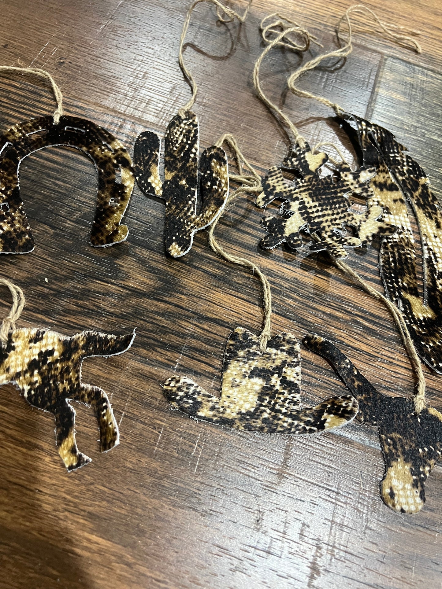 Snake Skin Cowhide Leather Christmas Ornaments