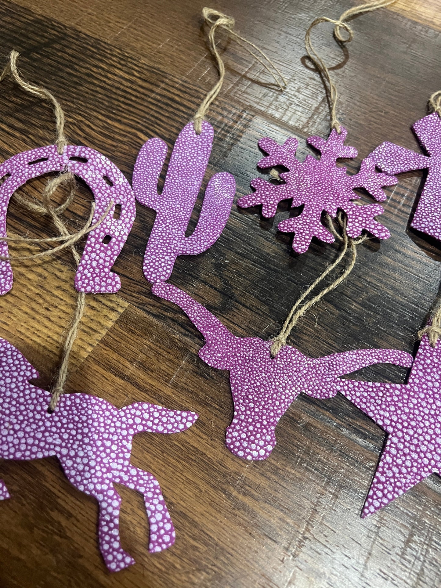 Purple Leather Christmas Ornament