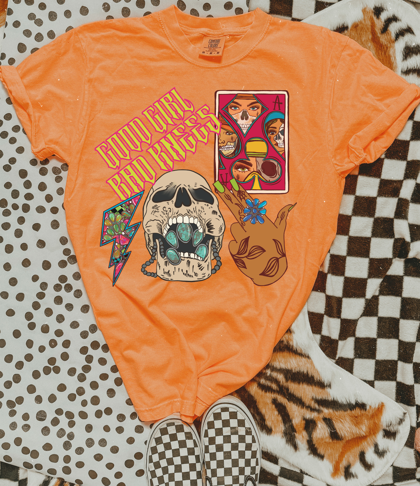 Good Girl Bad Knees Collage tee