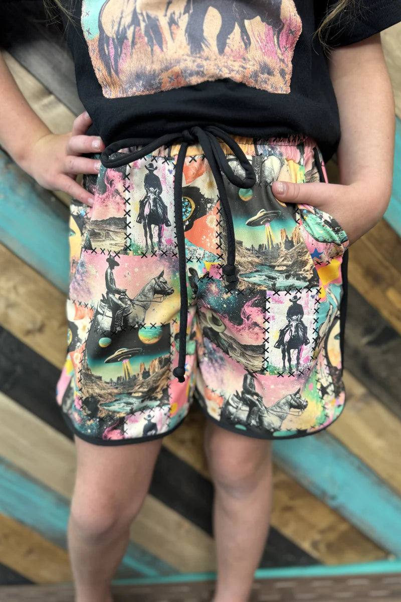 Mini cosmic cowgirl shorts