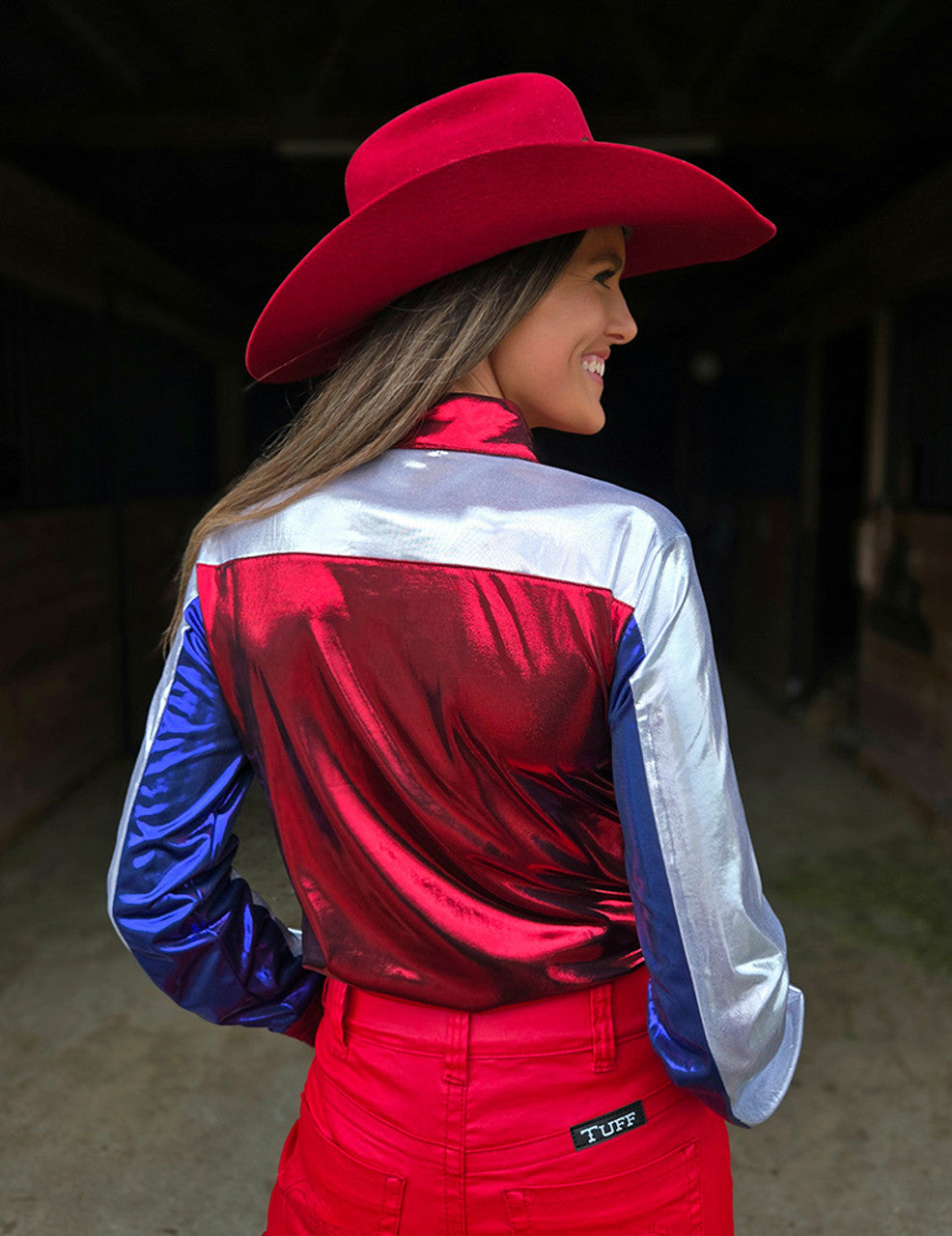 Pullover Button Up (Blue With Red And White Americana Lightweight Stretch Jersey)