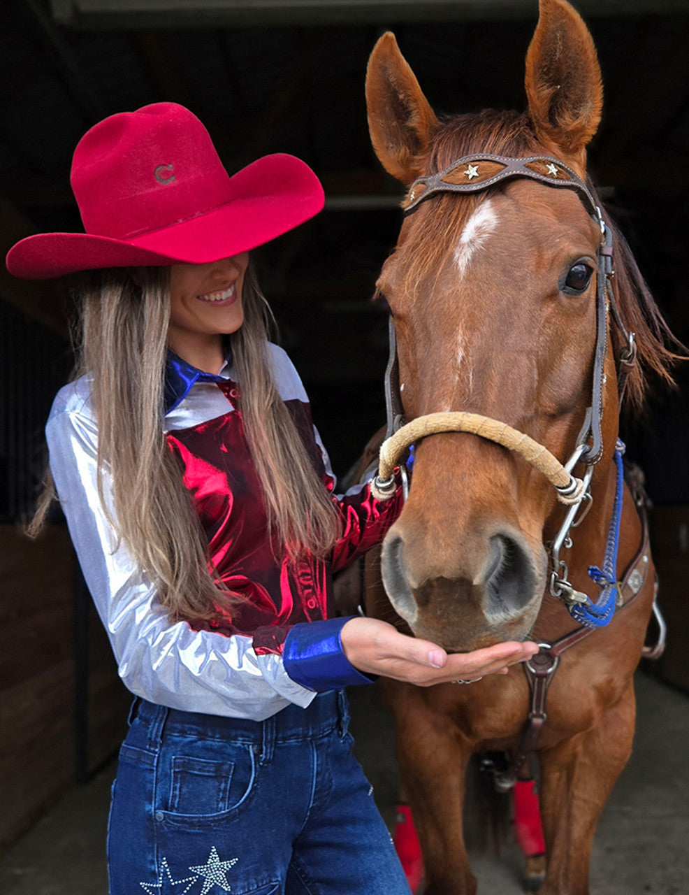 Pullover Button Up (Red With White And Blue Americana Lightweight Stretch Jersey)
