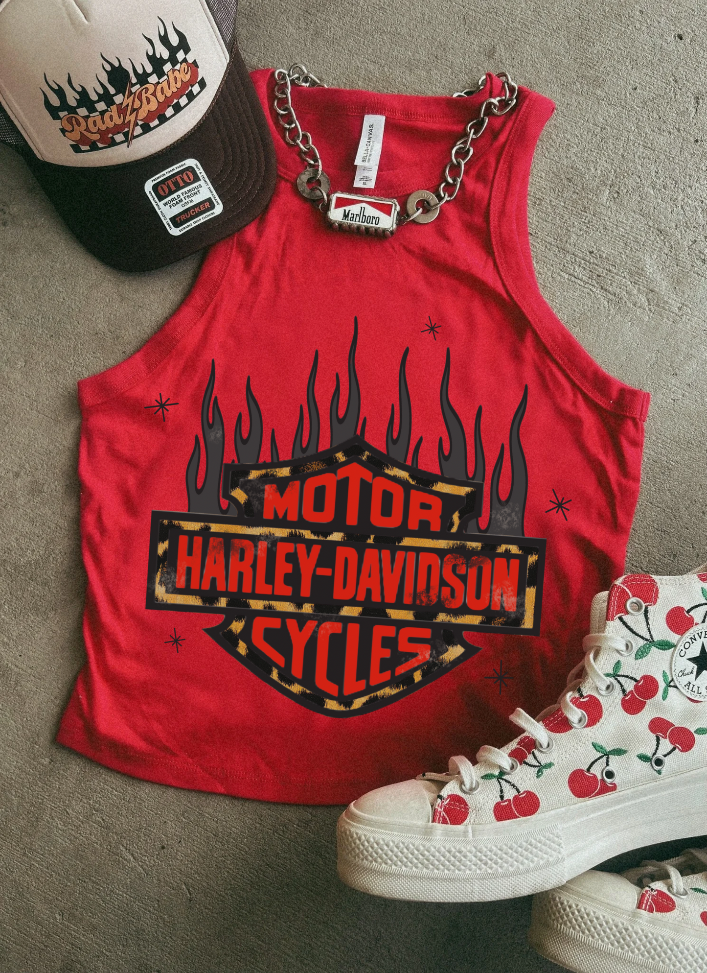 Flamin Harley Micro Ribbed Racer Tank