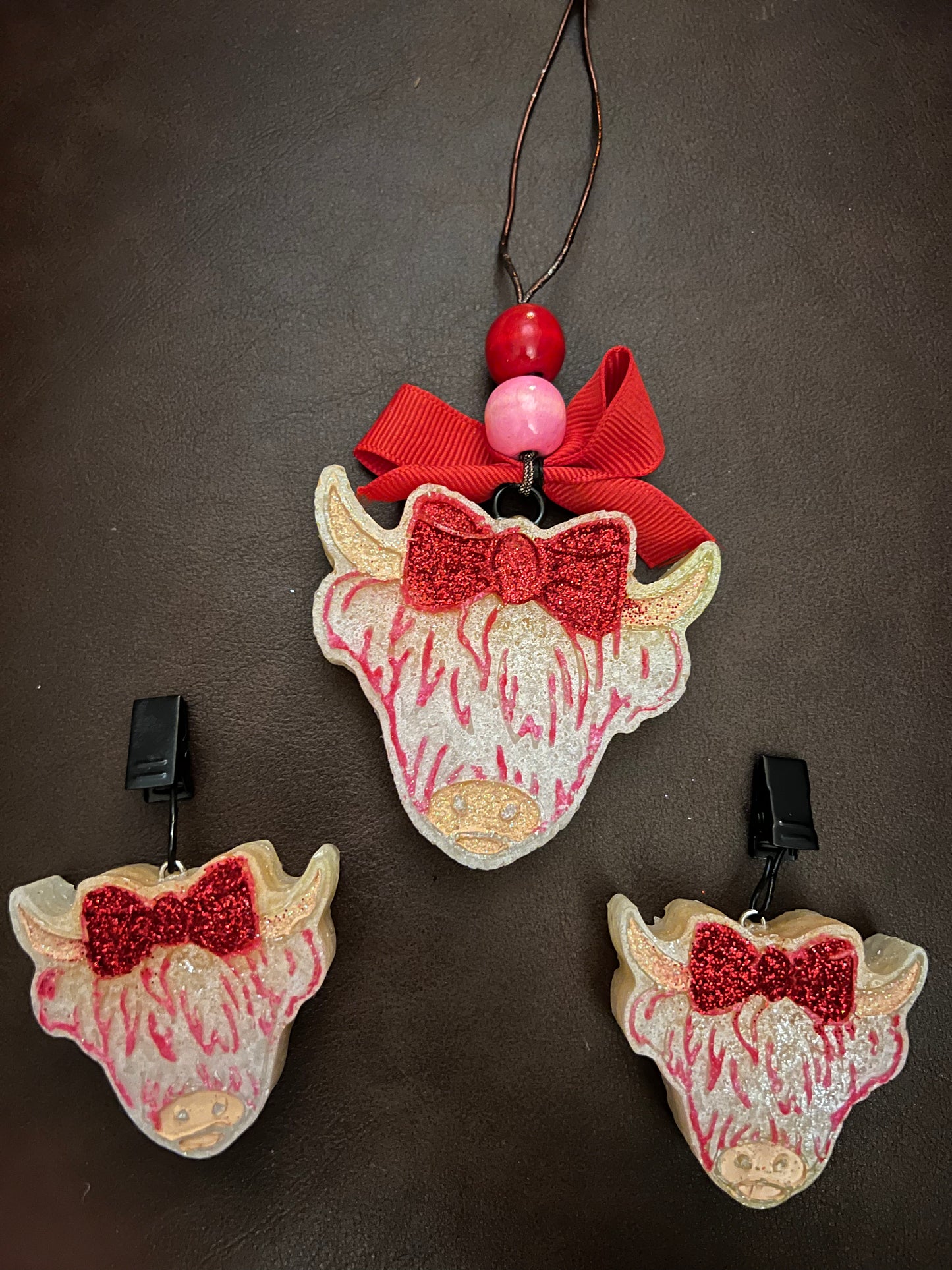 Miss Highland Cow and 2 vent clip set Freshies