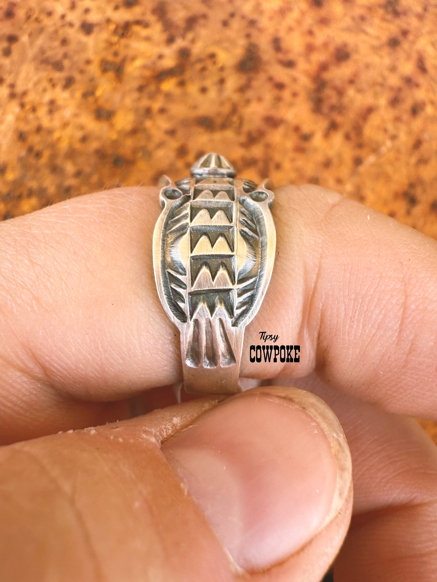 Sterling Starburst Stamped Size 10 Ring