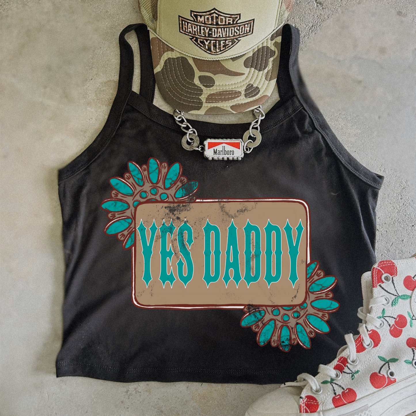 Yes Daddy Micro rib Spaghetti Strap Tank