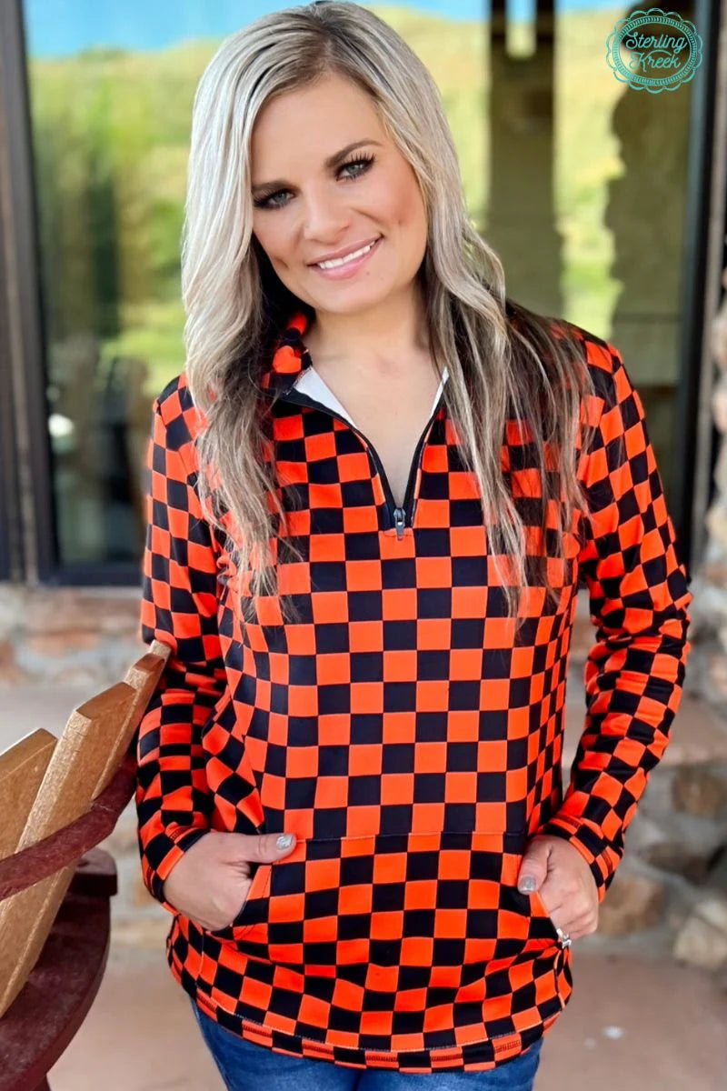 Pep Rally Pullover orange and black