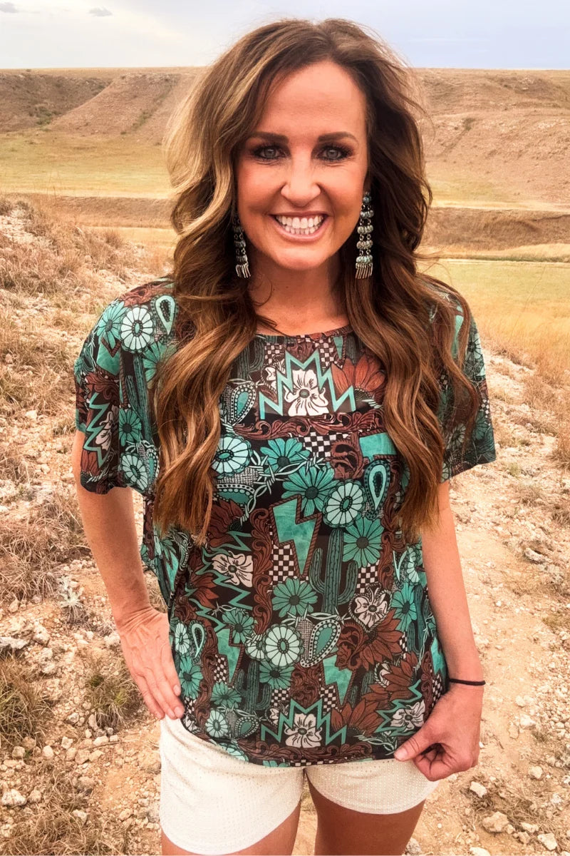 Tattoo in turquoise oversized mesh top rts