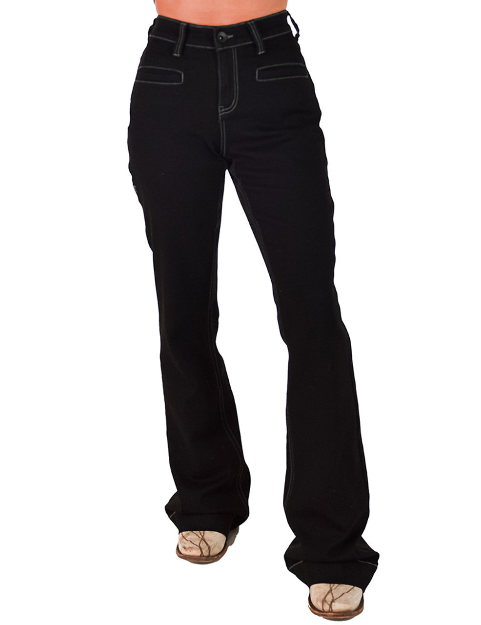 Black Boot Stitch Cowgirl Tuff Jeans