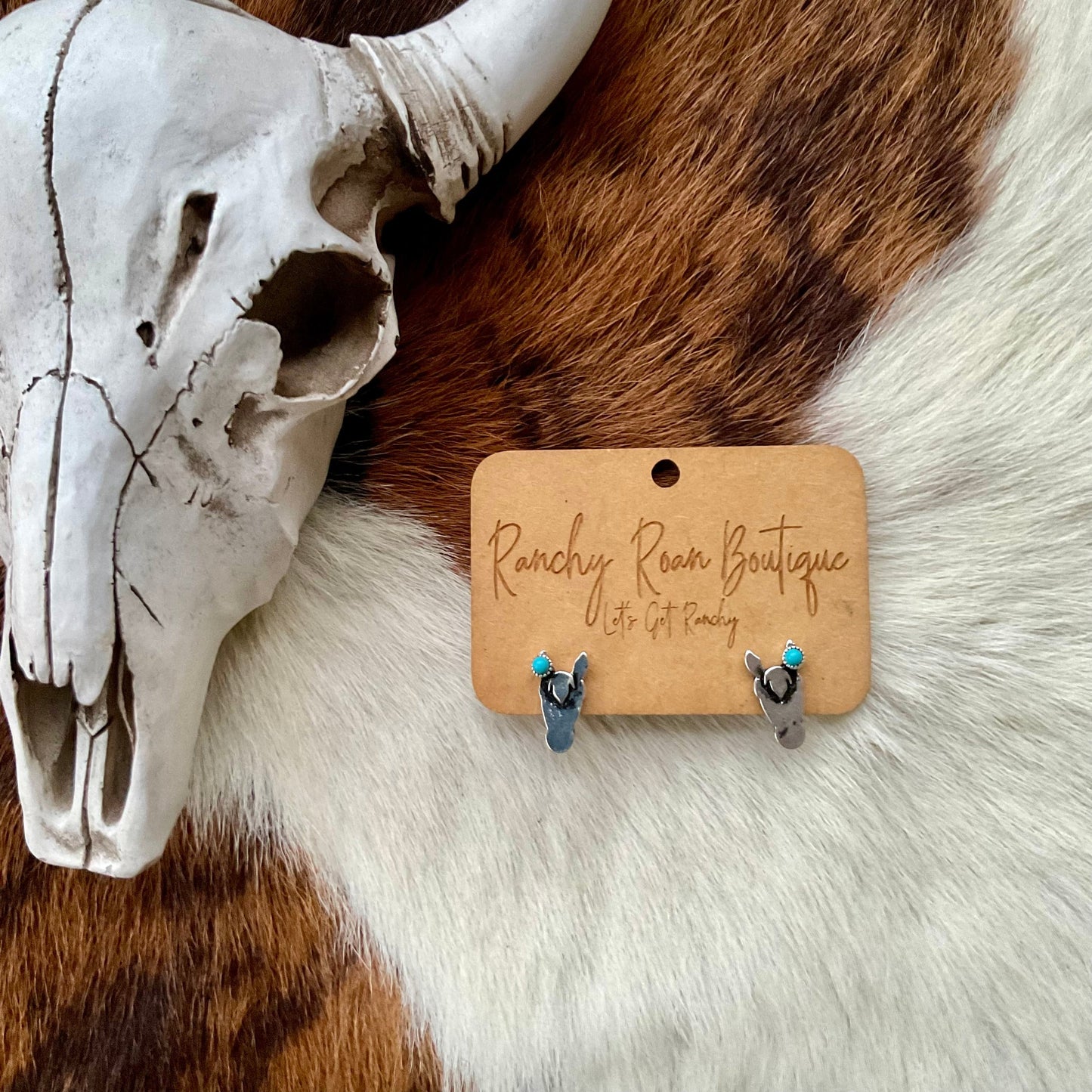 Western Horse Head Stud Earrings
