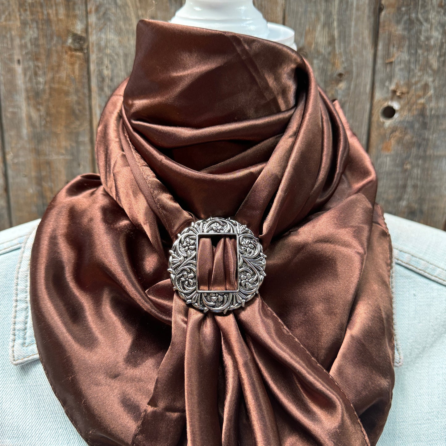 35X35" Solid Brown Wild Rag / Scarf WRS2 - Buckle Wild Rag Slides - Assorted