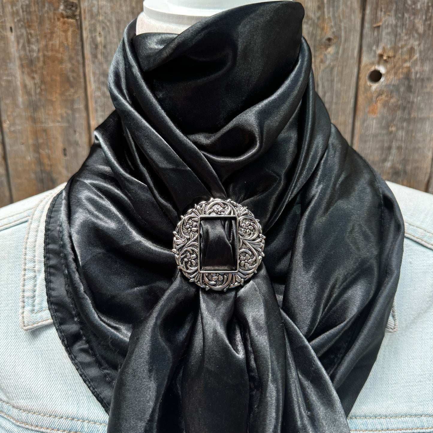 35X35" Solid Black Wild Rag / Scarf WRS4 - Buckle Wild Rag Slides - Assorted