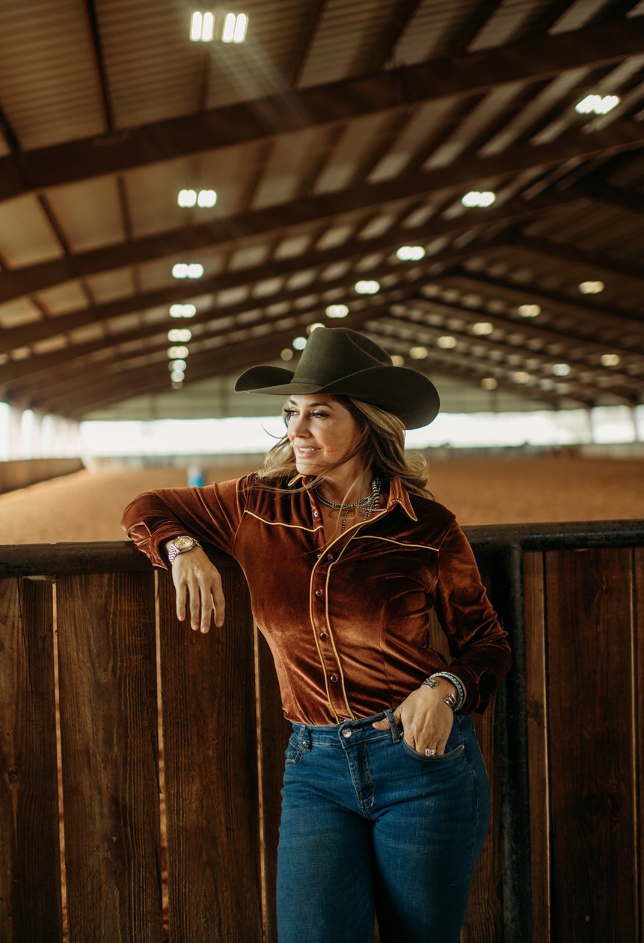 RUST VELVET PERFORMANCE RODEO SHIRT
