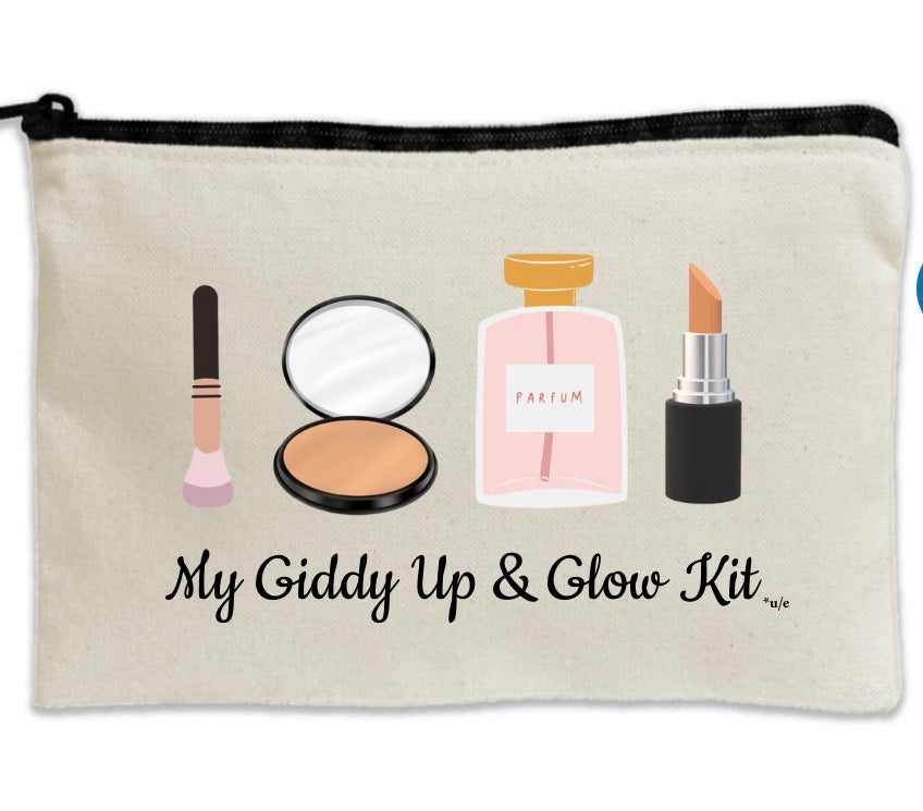 Travel Canvas Zipper Pouch - 8.5" x 11" - Giddy Up & Glow
