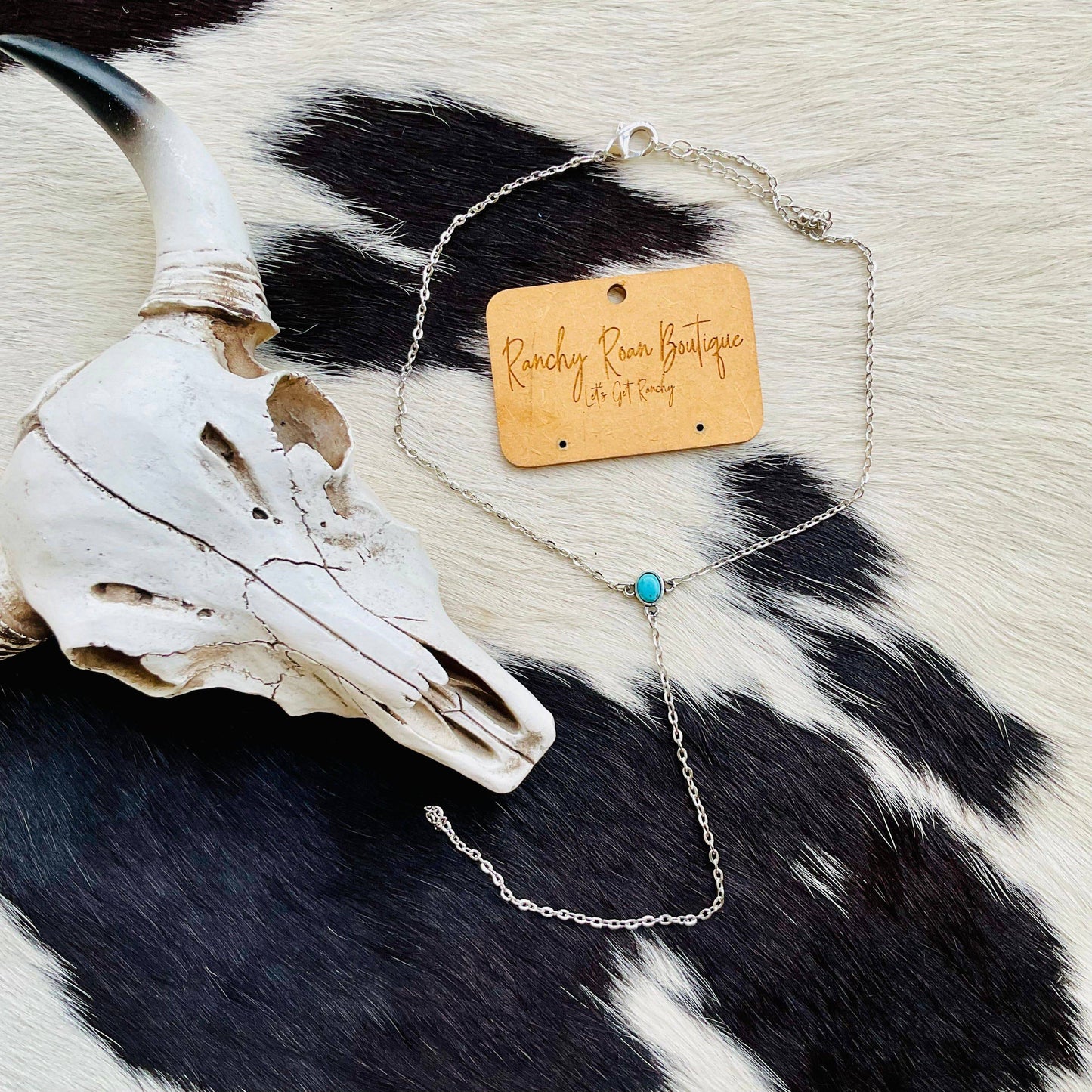 Small Chain & Turquoise Western Boho Necklace