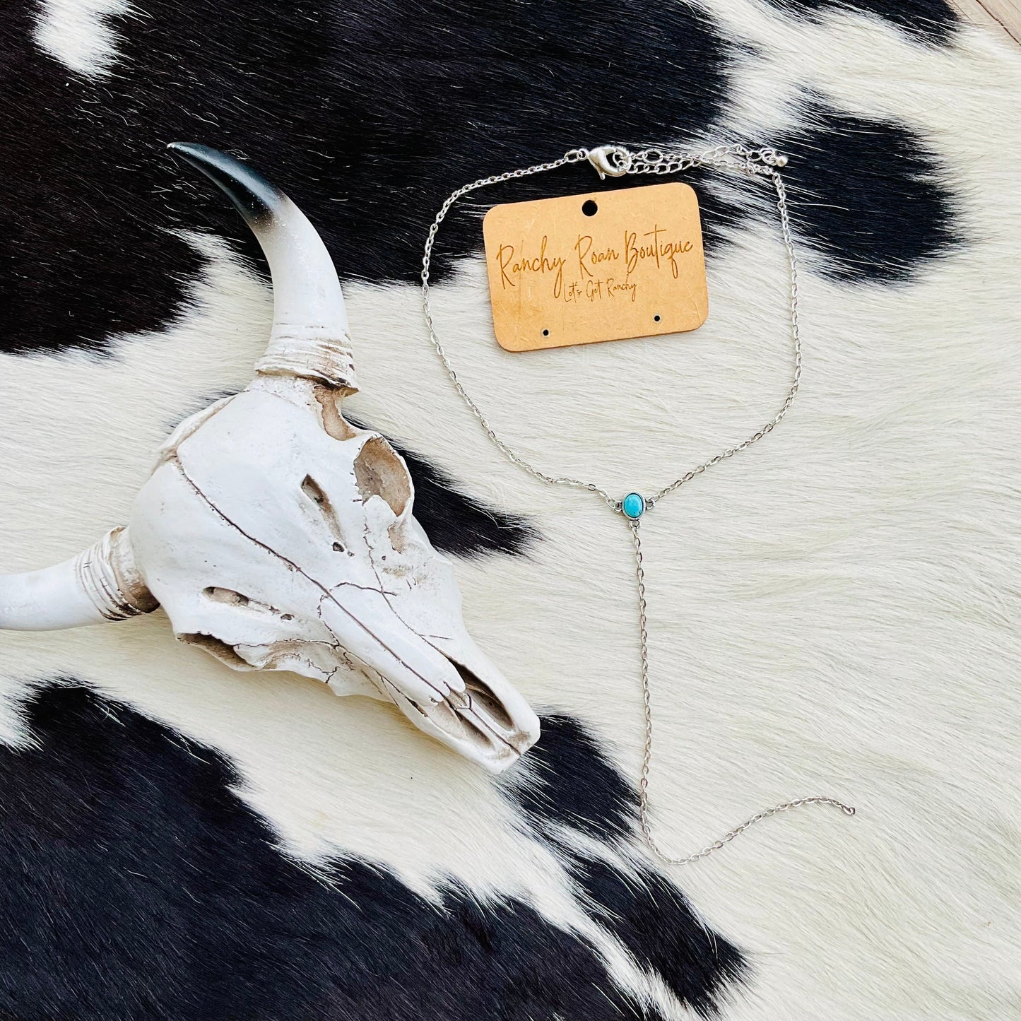 Small Chain & Turquoise Western Boho Necklace