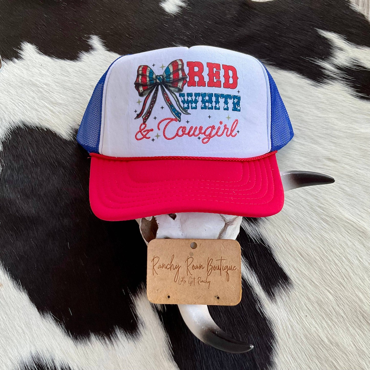 Red White & Cowgirl Western Trucker Hat