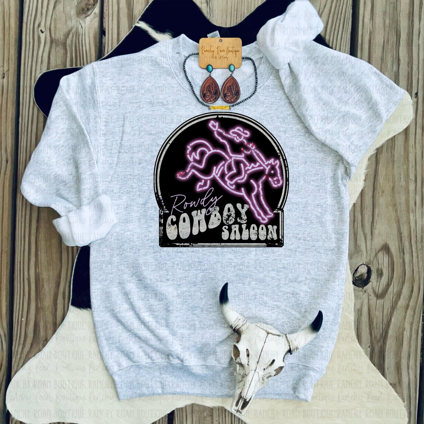 Rowdy Cowboy Saloon Western Graphic Sweatshirt