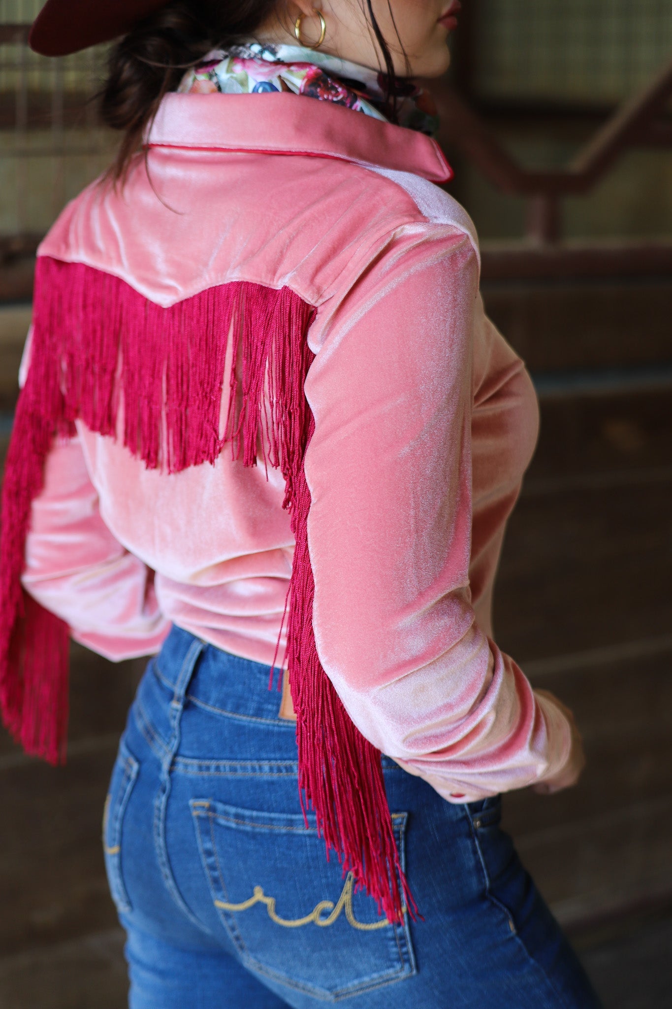 VALENTINA VELVET FRINGE PERFORMANCE RODEO SHIRT